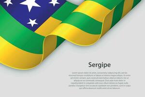 3d cinta con bandera sergipe brasileño estado. aislado en blanco antecedentes vector