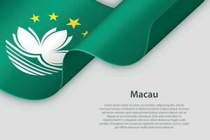 3d ribbon with national flag Macau isolated on white background vector