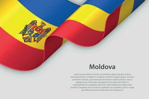 3d ribbon with national flag Moldova isolated on white background vector