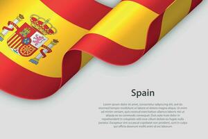 3d ribbon with national flag Spain isolated on white background vector