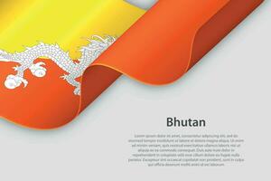 3d ribbon with national flag Bhutan isolated on white background vector