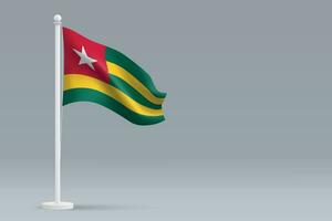 3d realistic national Togo flag isolated on gray background vector