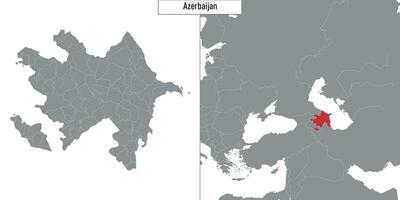 mapa de azerbaiyán y ubicación en Europa mapa vector