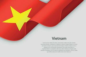 3d ribbon with national flag Vietnam isolated on white background vector