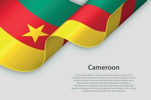 3d ribbon with national flag Cameroon isolated on white background vector