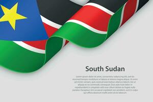 3d ribbon with national flag South Sudan isolated on white background vector