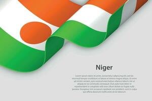 3d ribbon with national flag Niger isolated on white background vector