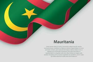 3d ribbon with national flag Mauritania isolated on white background vector