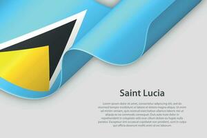 3d ribbon with national flag Saint Lucia isolated on white background vector