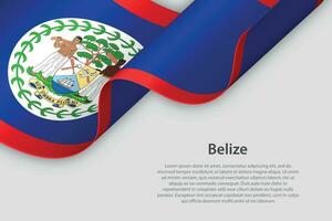 3d ribbon with national flag Belize isolated on white background vector