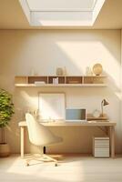 New Age Professional Settings Captured in Soft Lighting Featuring Trend-Aligned Workspace AI Generative photo