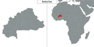 map of Burkina Faso and location on Africa map vector