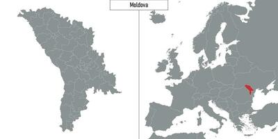 map of Moldova and location on Europe map vector