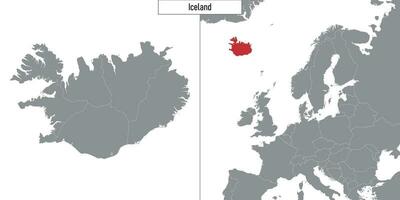 mapa de Islandia y ubicación en Europa mapa vector