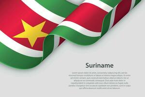 3d ribbon with national flag Suriname isolated on white background vector