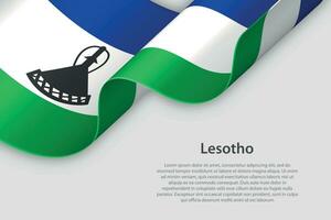 3d ribbon with national flag Lesotho isolated on white background vector