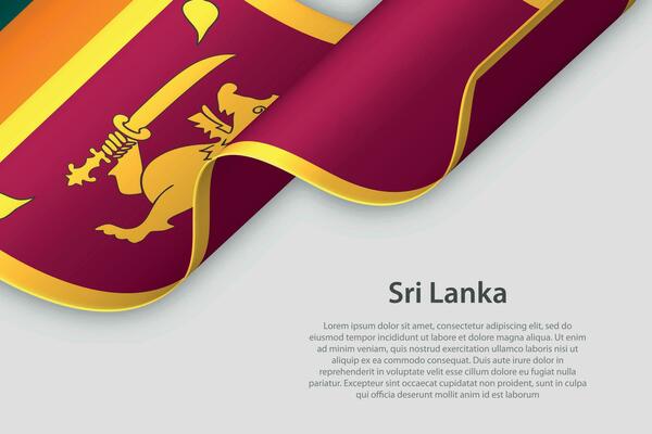 3d ribbon with national flag Sri Lanka isolated on white background