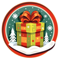 Round Christmas Sticker, Illustration for Christmas, Created With Generative AI Technology png