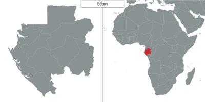 map of Gabon and location on Africa map vector