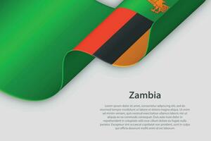 3d ribbon with national flag Zambia isolated on white background vector