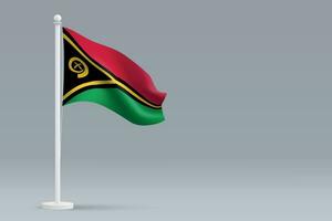 3d realistic national Vanuatu flag isolated on gray background vector