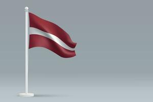 3d realistic national Latvia flag isolated on gray background vector