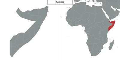 map of Somalia and location on Africa map vector