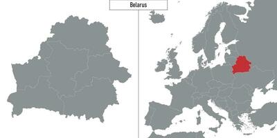 map of Belarus and location on Europe map vector