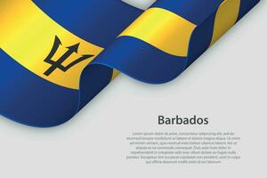 3d ribbon with national flag Barbados isolated on white background vector