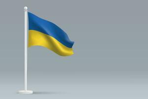 3d realistic national Ukraine flag isolated on gray background vector