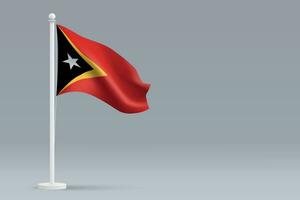 3d realistic national East Timor flag isolated on gray background vector