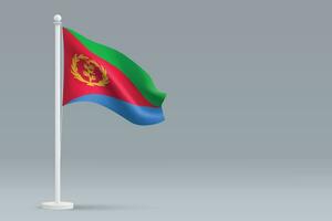 3d realistic national Eritrea flag isolated on gray background vector