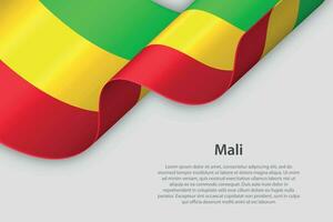 3d ribbon with national flag Mali isolated on white background vector