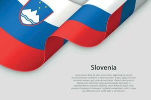 3d ribbon with national flag Slovenia isolated on white background vector