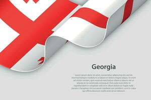 3d ribbon with national flag Georgia isolated on white background vector