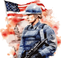 Watercolor Veterans Day Clipart Illustration, Created With Generative AI Technology png