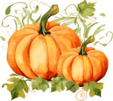 Watercolor Pumpkin, Thanksgiving Day Clipart Illustration, Created With Generative AI Technology png