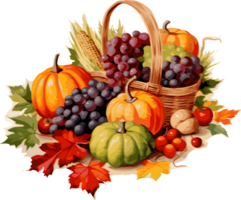 Watercolor Fruits, Thanksgiving Day Clipart Illustration, Created With Generative AI Technology png