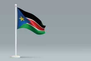 3d realistic national South Sudan flag isolated on gray background vector