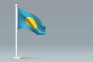 3d realistic national Palau flag isolated on gray background vector