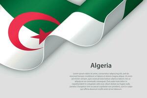 3d ribbon with national flag Algeria isolated on white background vector