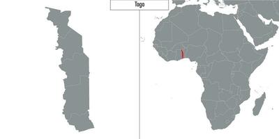 map of Togo and location on Africa map vector