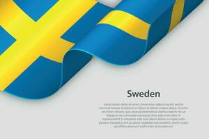 3d ribbon with national flag Sweden isolated on white background vector