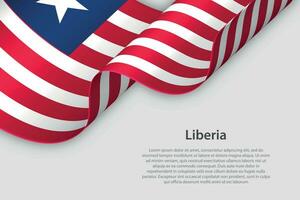 3d ribbon with national flag Liberia isolated on white background vector