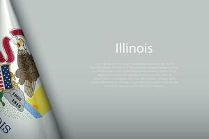 flag Illinois, state of United States, isolated on background with copyspace vector