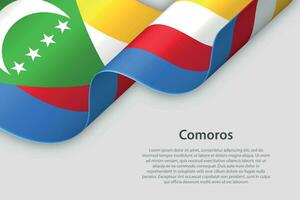 3d ribbon with national flag Comoros isolated on white background vector