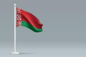 3d realistic national Belarus flag isolated on gray background vector