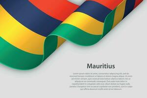 3d ribbon with national flag Mauritius isolated on white background vector