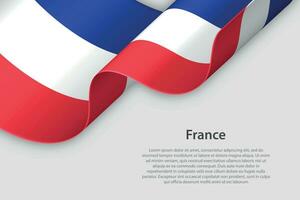 3d ribbon with national flag France isolated on white background vector