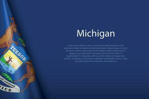 flag Michigan, state of United States, isolated on background with copyspace vector